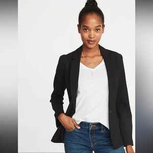 Old Navy Women’s Tall Ponte Knit Fitted Blazer Jacket Black NWT ST Small New